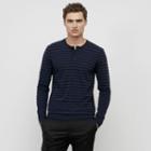 Kenneth Cole Black Label Sueded Jersey Striped Henley - Nightshade