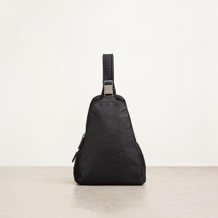 Kenneth Cole New York Baxter Leather Trapunto-stitched Crossbody - Black