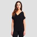 Kenneth Cole New York Cold Shoulder Jersey Top - Black