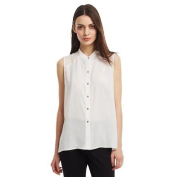 Kenneth Cole New York Helena Sheer-shoulder Blouse - White