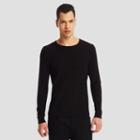 Kenneth Cole New York Long-sleeve Pique Crewneck - Black