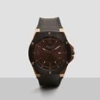 Kenneth Cole New York Rose Gold Watch With Black Silicone Strap - Neutral