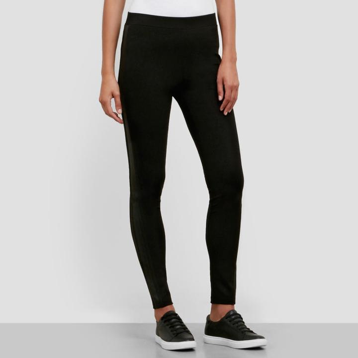 Kenneth Cole New York Faux Leather Trim Leggings - Black