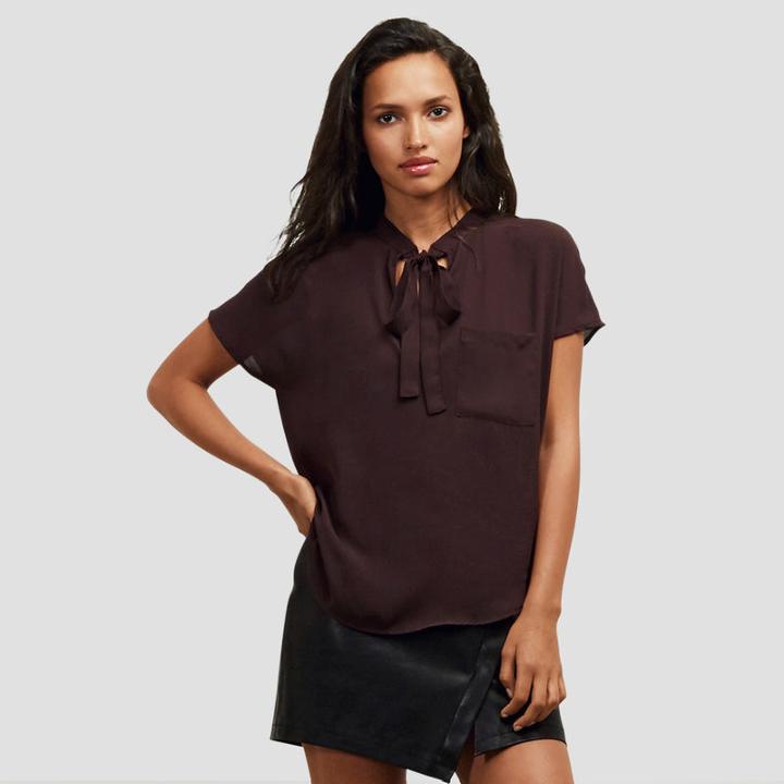 Kenneth Cole New York Tie Neck Blouse - Cabernet