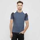 Reaction Kenneth Cole Short Sleeve Tee With Pleather And Mesh - Indigo Htr