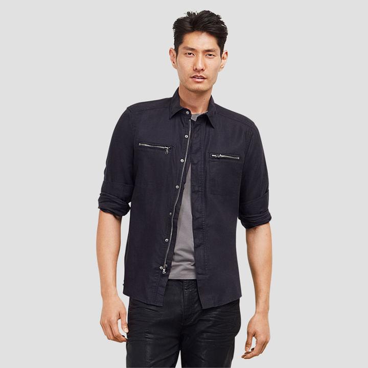 Kenneth Cole New York Long-sleeve Linen Shirt Jacket - Aubergine