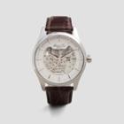 Kenneth Cole New York Skeleton Dial Watch With Brown Leather Strap - Neutral