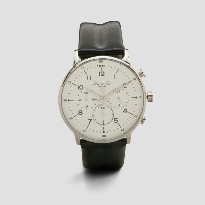 Kenneth Cole New York Silvertone And White Chronograph Slim Watch - Neutral