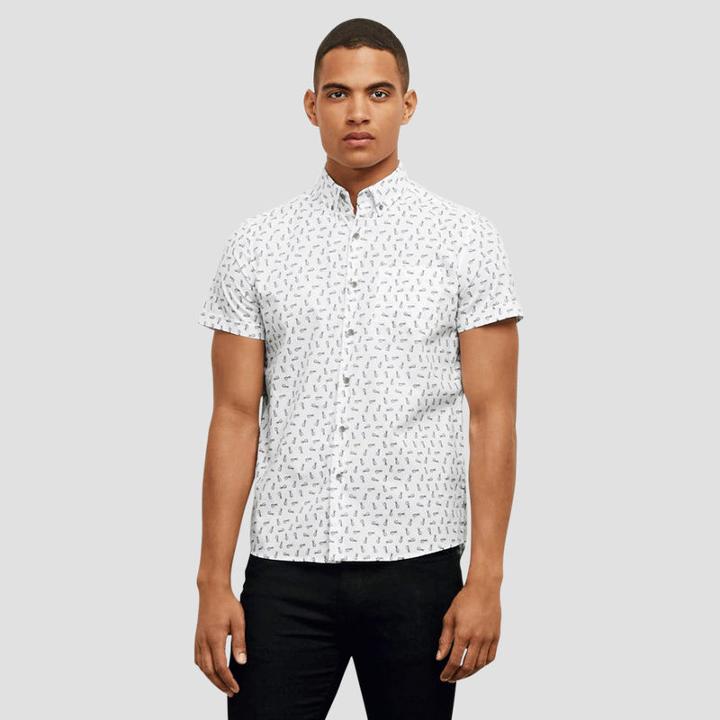 Reaction Kenneth Cole Pineapple Print Button-front Shirt - Coralcombo