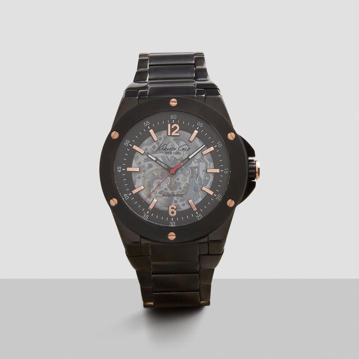 Kenneth Cole New York Watch With Skeleton Dial And Black Strap - Neutral