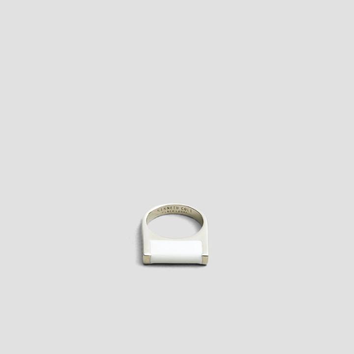 Kenneth Cole Black Label Silvertone And White Ring - White