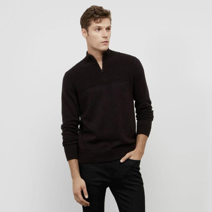 Reaction Kenneth Cole Marled Half-zip Sweater - Merlot