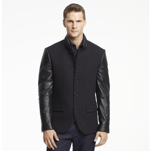 Kenneth Cole New York Mixed-media Stand-collar Blazer