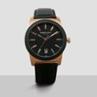Kenneth Cole New York Black And Gold Watch With Leather Strap - Neutral