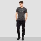 Reaction Kenneth Cole Short-sleeve Crewneck With Faux-leather Stripes - Charcoal