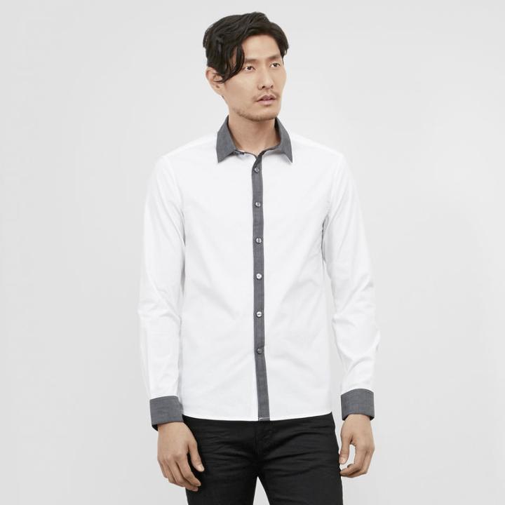 Reaction Kenneth Cole Long-sleeve Contrast Collar Shirt - Indigo