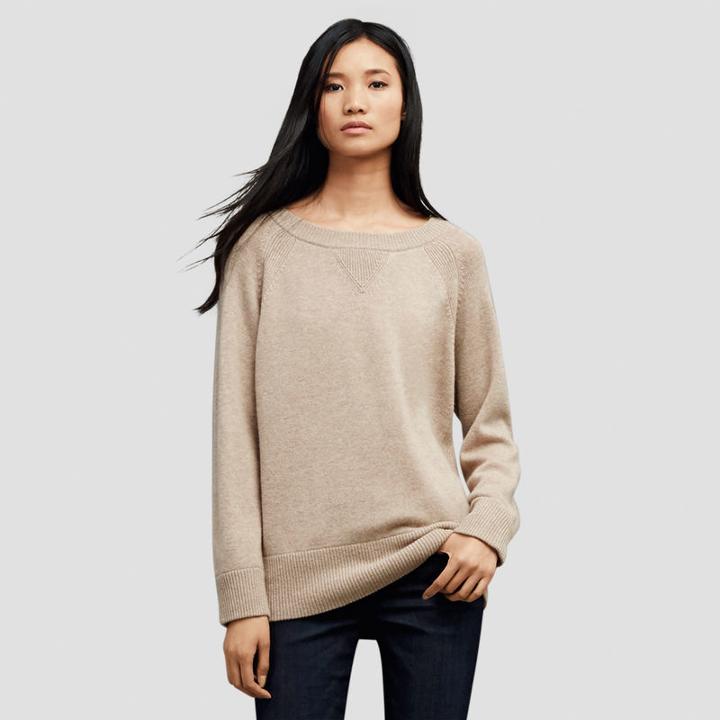 Kenneth Cole Black Label Oversized Crewneck Sweater - Camel