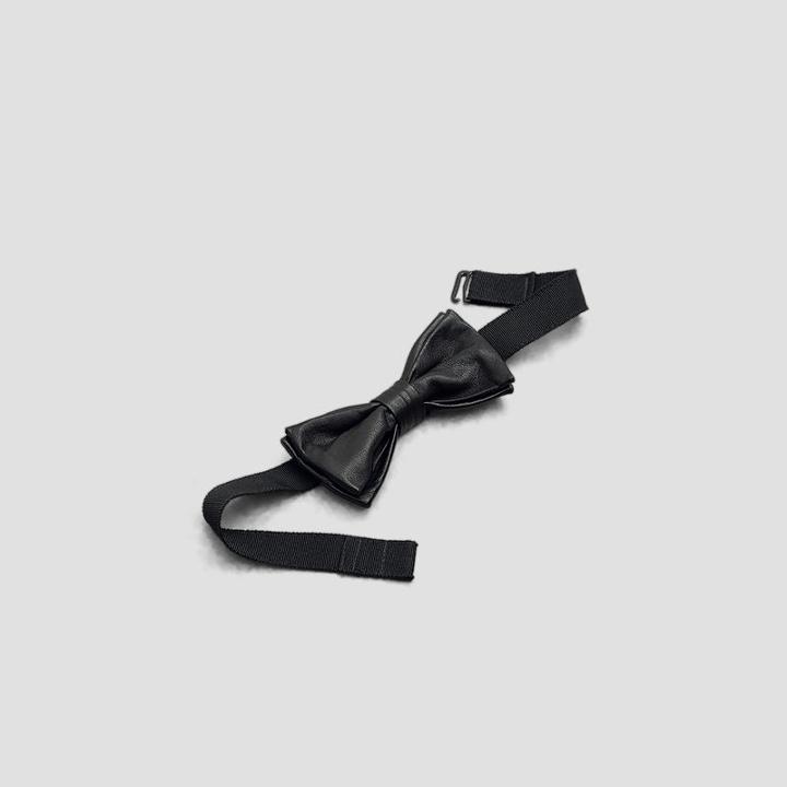 Kenneth Cole New York Leather Bow Tie - Black
