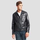 Kenneth Cole New York Overdyed Leather Jacket - Dark Grey