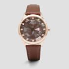 Kenneth Cole New York Goldtone Watch With Brown Leather Strap - Neutral