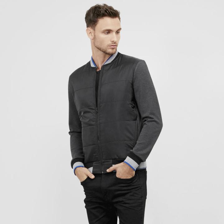 Kenneth Cole New York Quilted Bomber With Striped Tipping - Indigo