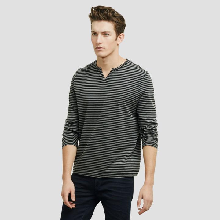 Reaction Kenneth Cole Long-sleeve Stripe Henley - Black