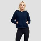 Kenneth Cole New York Cropped Knit Hoodie - Indigo Ink