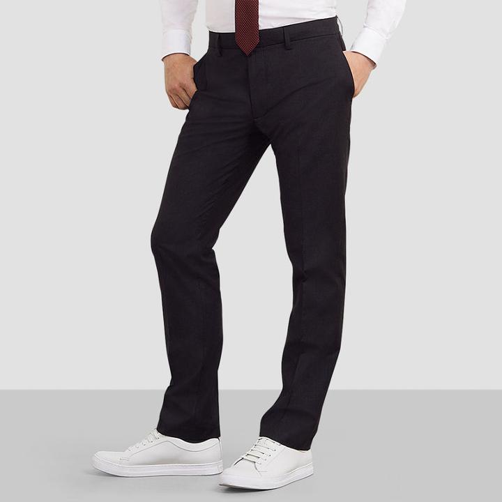 Kenneth Cole New York Slim-fit Flat - Shoe-front Suit Pant - Black