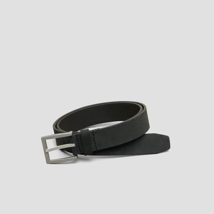Kenneth Cole New York Patch Detail Leather Belt - Black