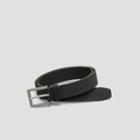 Kenneth Cole New York Patch Detail Leather Belt - Black