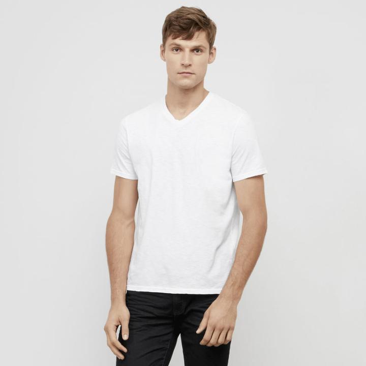 Reaction Kenneth Cole Short-sleeve Slub V-neck T-shirt - White