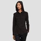 Kenneth Cole New York Faux Suede Button Front Shirt - Black