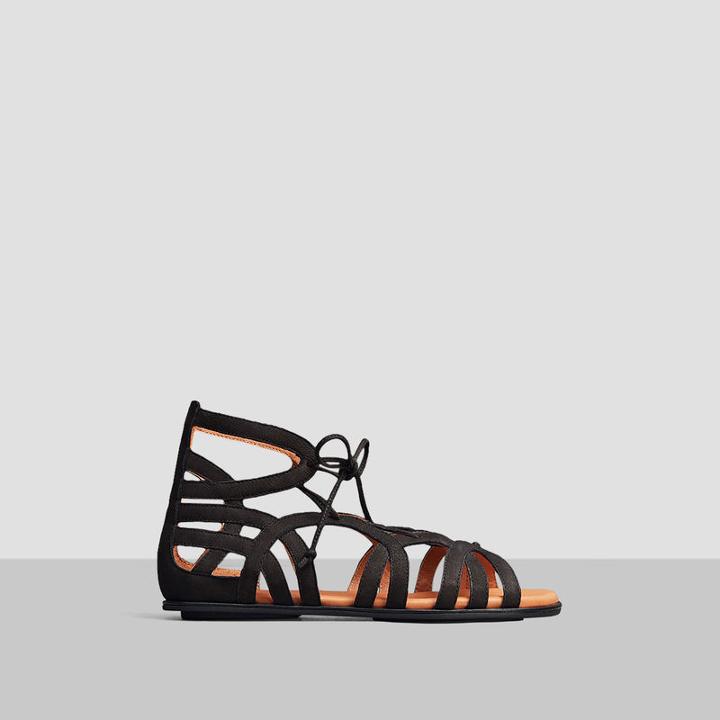 Gentle Souls By Kenneth Cole Break My Heart Leather Gladiator Sandal - Black