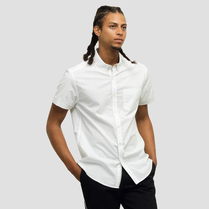 Kenneth Cole New York Slim-fit Printed Button-front Shirt - White