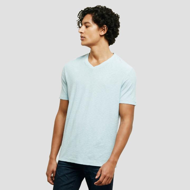 Reaction Kenneth Cole Short-sleeve Slub V-neck T-shirt - Lt Cyan