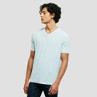 Reaction Kenneth Cole Short-sleeve Slub V-neck T-shirt - Lt Cyan