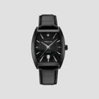 Kenneth Cole New York Black Barrel Watch With Leather Strap - Neutral