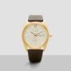 Kenneth Cole New York Goldtone Multifunction Brown Leather Strap Watch - Neutral