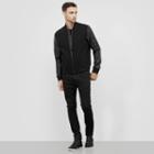 Reaction Kenneth Cole Wool Jacket With Faux Leather Sleeves - Caper