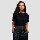 Kenneth Cole Black Label Suede And Leather Tee - Black