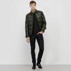 Kenneth Cole New York Faux Leather Puffer Jacket - Olive