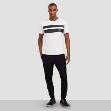 Reaction Kenneth Cole Short-sleeve Crewneck With Faux-leather Stripes - White