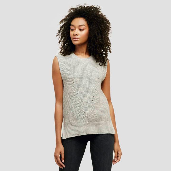 Kenneth Cole New York Two-tone Sleeveless Sweater - Grey/ivory