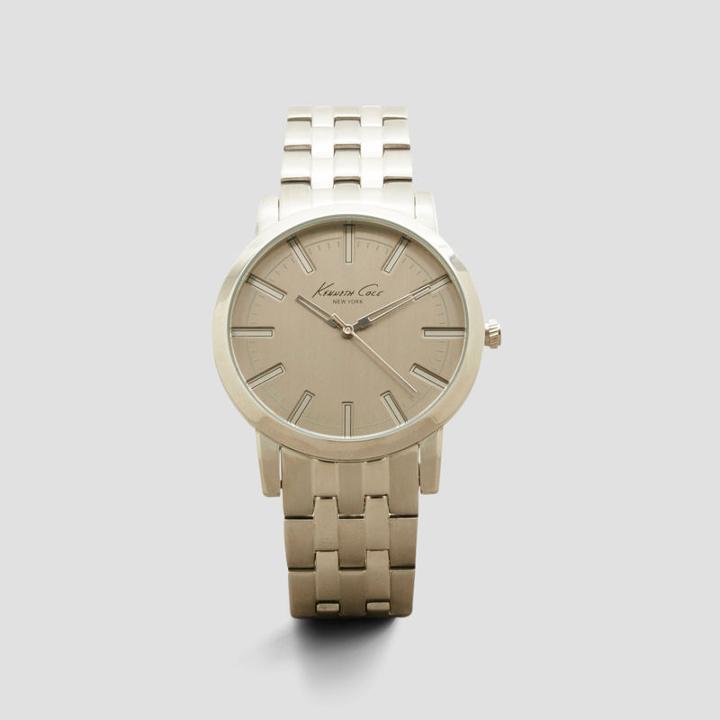 Kenneth Cole New York Silvertone Round Stainless Steel Link Watch - Neutral