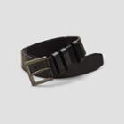 Kenneth Cole New York Waxed Web And Leather Belt - Black