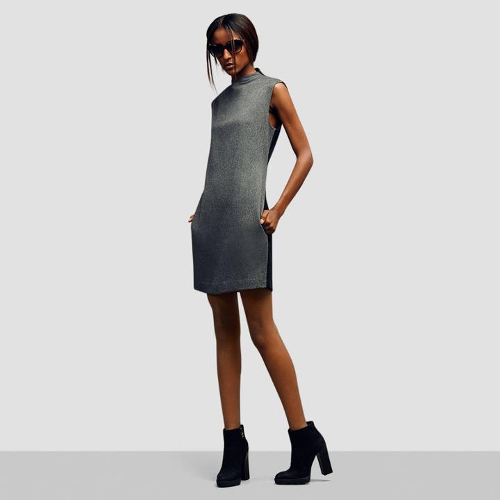 Kenneth Cole Black Label High-neck Dress - Black/grey