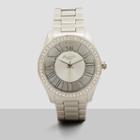 Kenneth Cole New York Silvertone Pave Rhinestone Transparent Link Watch - Neutral