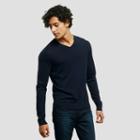 Kenneth Cole New York Silk Cotton V-neck Sweater - Indigo
