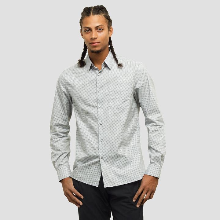 Kenneth Cole New York Grid Print Button-front Shirt - Haze