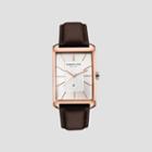 Kenneth Cole New York Rose Gold-tone Tank Watch With Brown Leather Strap - Neutral